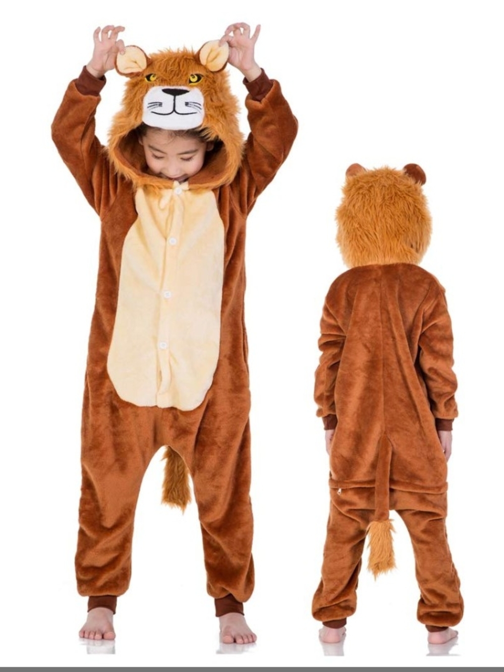 ~Lion Kids Costume/Pajamas Size 120 6? New without Tags Features a zippered bott